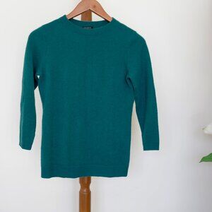 Talbots 100% cashmere Crew Neck 3/4 Sleeve Teal Women’s Pullover Sweater Petite